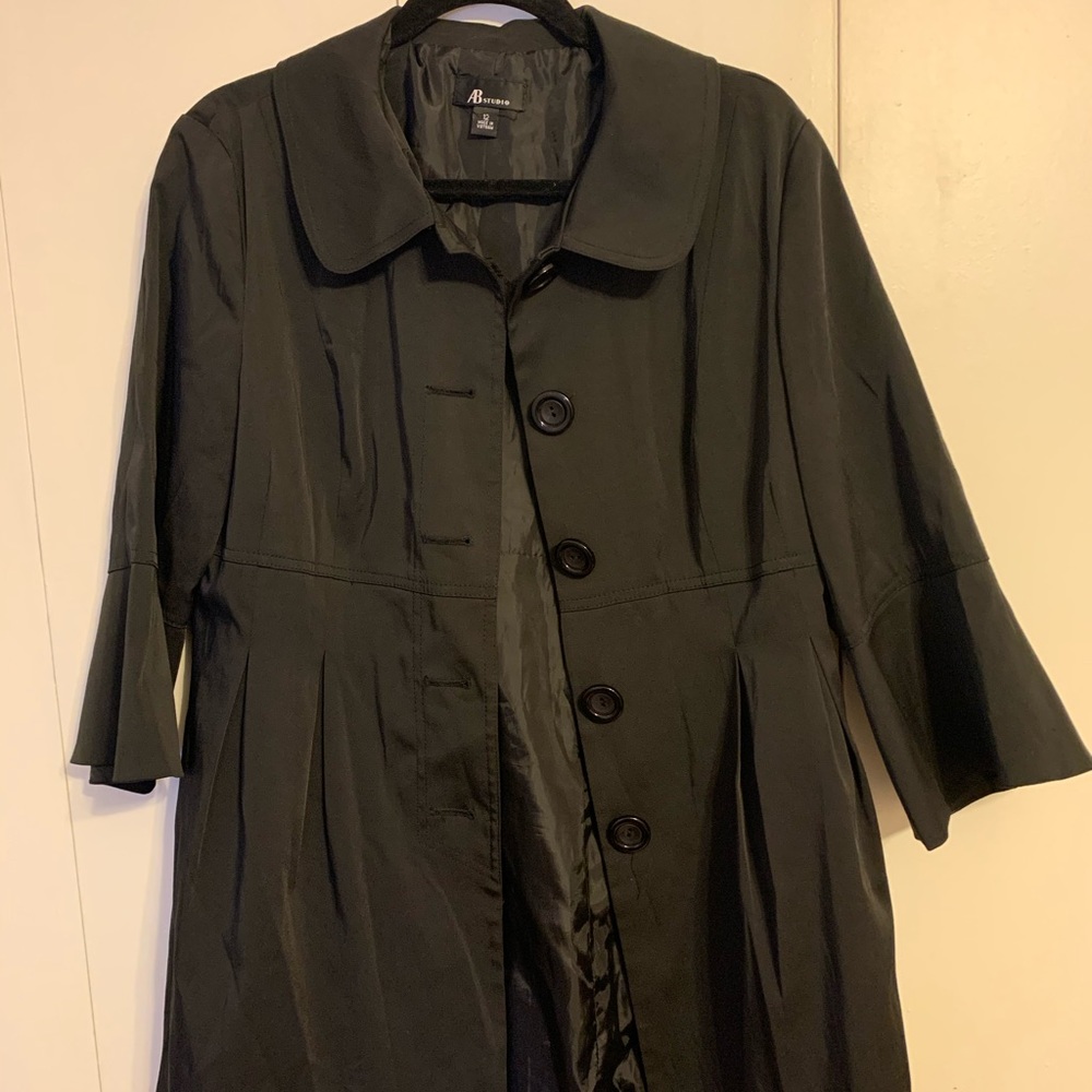 AB Studios Black Button Up Pea Coat